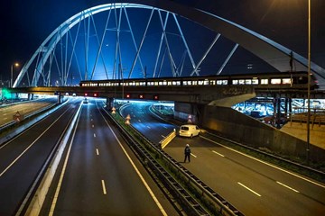 De Zandhazenbrug, spoorbrug, Muiderberg